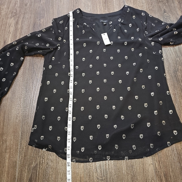 NWT Talbots Heart Jacquard Womens Blouse Sz M Black Metallic Semi Sheer - Picture 10 of 15